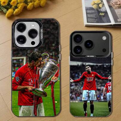 C-R-RonaldoES Phone  17,16,15,14,13,12,11,Pro,,Plus,E,,Black Tpu Cover.Holiday Accessories.