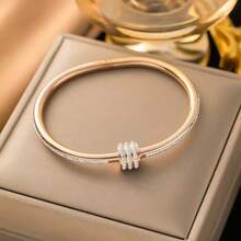 1pc Stainless Steel Rhinestone Decorated Waist Bangle Bracelet, Minimalist Fashion, Non-Fading, Titanium Steel, Elegant - Slim Waist Bracelet - View 17