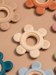 1pc Infant Teething Toy With Flower Design Graspable And Chewable For Babies Newborn Silicone Teething Toy Suitable For Baby Teething Period - Multicolor - View 3