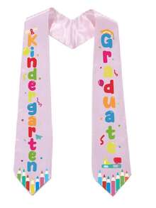 Faja de graduación de poliéster con letras y patrón de gorra de colores para la ceremonia de graduación de jardín de infantes y preescolar, decoración de graduación - Multicolor - Ver 6