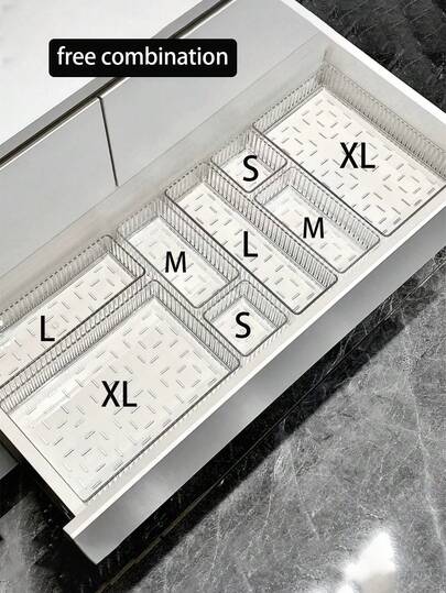 10pcs/9pcs/7pcs/6pcs/4pcs/1pc Transparent Makeup Organizer Drawers, Suitable For Vanity, Includes 5 Different Size Clear Plastic Drawer Style Storage Boxes, Cosmetic Display Rack, Categorized Storage Container, Suitable For Vanity, Desk, Bathroom, Kitchen And Office. Home Decor, Bedroom Decor