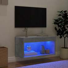 vidaXL TV-Schrank mit LED-Leuchten Betongrau 60x30x30 cm - Gris - Voir 3