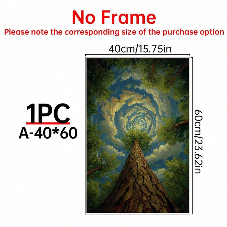 Tranh phong cảnh thân cây, tranh đường hầm xoắn ốc trên bầu trời, trang trí thiên nhiên rừng sâu, tranh thực vật, trường phái siêu thực, tranh treo tường phòng trẻ em. - Nhiều màu - Xem 13
