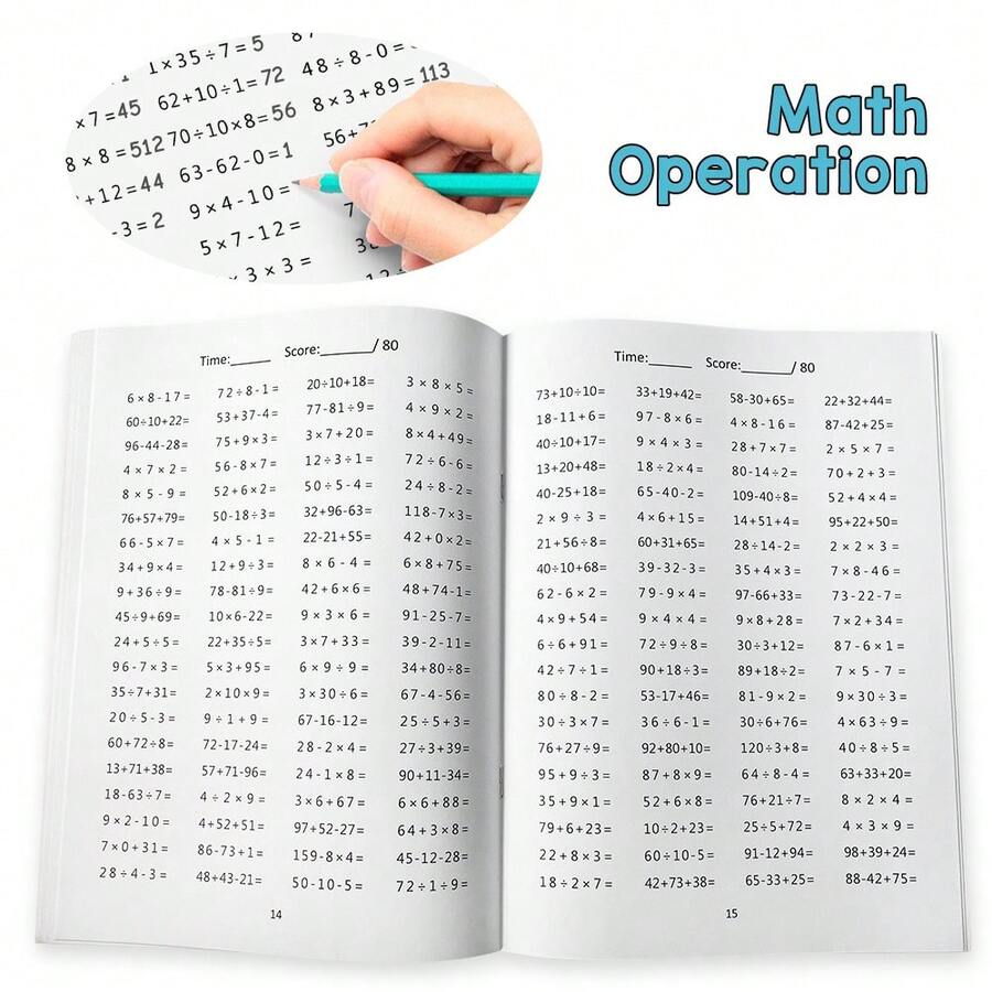 Lachilly Mixed Calculation Exercise Book With Answers, Suitable For Children, Covering Addition, Subtraction, Multiplication, Division, Multi-Digit Operations, A Comprehensive Math Practice Book With Basic Math Learning Materials For Daily Practice
