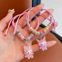 SANRIO 1条/6条装三丽鸥Hello Kitty可调节编织手链，手工可爱树脂吊坠饰品，适合青少年，闺蜜生日礼物，动漫时尚生日礼物，复活节和圣诞节礼物。友谊手链，女孩手链（部分商品随机发货） - 手鍊 - 查看 4