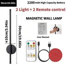 1/2pcs Wall Lamp, TV Background Wall Decor, Bedroom Light, Living Room Light, Modern Wall Lamp, With Remote Control, Rectangular Wall Lamp - High Capacity Rechargeable Battery, 50cm Type-C Charging Cable, Magnetic Installation, Dimmable & Color Temperature Adjustable, Suitable For Bedroom, Wall Decor, Study, Living Room, Home Decor, Holiday Gift, And Stairwell Lighting - Three Colors Of Light - View 15