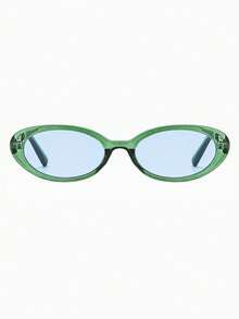 1 Cặp kính nam gọng oval màu xanh lá cây, chất liệu PC, thiết kế gọng nhỏ, thanh lịch và đa năng, tròng kính trong suốt. - màu xanh lá - Xem 3