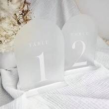 Números de mesa de boda, números de mesa con arco de espejo de 5x7 pulgadas con soportes, letreros de mesa impresos, números de mesa para recepción de boda, evento, fiesta, restaurante - Letrero de boda - Ver 4