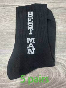 1/3 Pairs Black Groomsmen Socks, New Groom Wedding Socks, Long Dress Socks, Breathable & Comfortable, Suitable For Spring, Summer, Autumn & Winter, Wedding Gift For Fiancé/Husband, Bachelor Party Favor, Wedding Day Gift For Groom - Multicolor - View 19