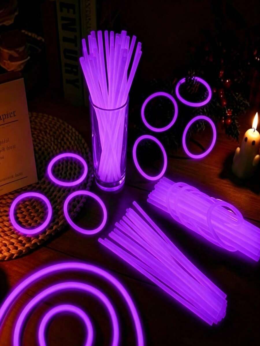 100/50pcs 8-Inch Colorful Glow Sticks Set, High Quality Super Bright Glowing Sticks, Glow Decor, Luminous Effect, Long-Lasting Glow, Add Radiance To Parties