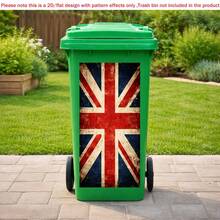 1pc 2D Flat Self-Adhesive Trash Can Sticker,Vintage Union Jack Trash Can Sticker, Waterproof UK Flag Bin Decal, Outdoor Wheelie Bin Decor, Grunge British Flag Sticker, PVC Material, Easy To Peel And Stick, Flat Art Sticker, Kitchen Storage - A - View 3