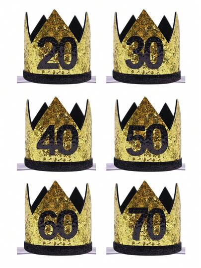 Birthday Party Crown Hat, Gold 20th Adult Birthday Hat, 30/40/50/60/70 Years Old Birthday Celebration Party Crown Hat, Retirement Party Crown Birthday Hat, Birthday Party Hats