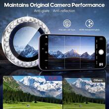 XINHONGYU 1 Bộ Miếng Dán Bảo Vệ Ống Kính Hình Kim Cương Lấp Lánh Tương Thích Với iPhone 17/16/15/14/13/12/11 Pro Max - Bạc - Xem 6