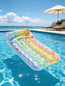 1 pieza Flotador inflable de piscina de verano, material de PVC, patrón de cielo estrellado con lentejuelas hueco, cama flotante inflable, balsa de piscina inflable, adecuado para fiesta de piscina de vacaciones, bomba de aire aleatoria incluida - Cama flotante en cueva de cielo estrellado - Ver 14