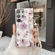 1件装优雅花卉豹纹图案卡包斜挎钱包手机壳，兼容三星Galaxy S26 S25 Edge S24 S23 S22 S21 S20 FE Note 20 Ultra A17 A16 A15 A07 A52 A53 A54 A25 5G, 10 9 Pro XL 8 7 6 9a 8a, Note 15 Pro 14 13 4G Poco C75，PU皮革多功能保护套 - 花朵73 - 查看 3