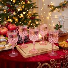 1|2|6|8|12pcs Sweet Girl Exclusive (Ice Pink) Vintage Embossed Wine Glasses, Ice Cream Dessert Goblets, Reusable Premium Champagne Cocktail Glasses, Vintage Style Durable Drinking Cups, Chilled Juice Cups, Suitable For Bridal Shower Gifts, Valentine's Day, Wedding, Beach Party, Pool Party, Outdoor Grand Event Party Supplies - View 4