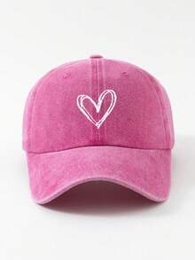 1pc Women's Embroidered Heart Washed Baseball Cap, Adjustable Sun Protection Casual Hat For Outdoor Spring Autumn Travel Beach, Unisex Y2K Style Sun Hat For Men - 棒球帽 - 查看 12