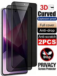 Película Protetora de Tela para Celular Android, 2 unidades, 3D Curva, Anti-Espionagem, Vidro Temperado, Dureza 9H, À Prova de Explosão, Resistente a Arranhões, Protetor de Tela Anti-Espionagem, Compatível com /One Plus/, Diversos Modelos com Superfície Curva, Toque Suave, Adsorção Automática, Proteção de Privacidade para Escritório/Metrô, Não Suporta Reconhecimento de Impressão Digital, Presente para o Dia das Mães - Claro - Ver 42