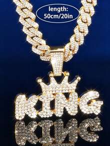 1件闪亮“King”字母设计吊坠项链，迈阿密/链，街头朋克嘻哈风格，摇滚乐队饰品礼物，情人节礼物，派对时尚饰品 - 吊墜項鍊 - 查看 2