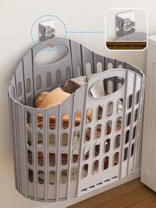 1 pieza Cesta de lavandería plegable clásica - Cesta de almacenamiento de ropa sucia de plástico apilable, adecuada para la organización del baño y el dormitorio, disponible en varios colores - Multicolor - View 2