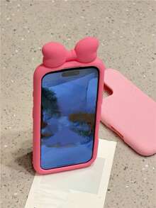 Ốp lưng điện thoại silicon mềm màu trắng kiểu Hàn Quốc có nơ, tương thích với iPhone 17, 16 Pro Max, chống sốc, bảo vệ cho iPhone 15, 14, 13, độc đáo và... - Màu Hồng Tươi - Xem 6