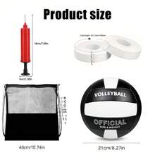 Black & White Volleyball Set - Includes Volleyball, Portable Net Bag, And Air Pump. All-In-One Solution, No Need For Additional Purchases. Portable & Compact Storage, Reinforced Net Bag, Lightweight And Easy To Carry. Comes With Air Pump For Effortless Inflation To Standard Pressure. Size 5 Standard, Suitable For Training, PE Classes, And Recreational Use. - Multicolor - View 3