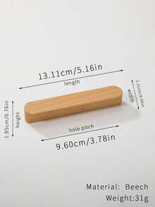 1pc T-Shaped Solid Wood Wardrobe Handle, Wooden Drawer Cabinet Door Knob, Minimalist Japanese Style - Beechwood - View 4