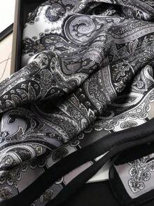 1pc Women's Elegant Paisley Print Scarf, 70*70cm Satin Bandana Headscarf Shawl, Bohemian Style Suitable For Everyday Wear A9FZ HTYO - 黑色 - 查看 7
