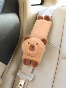 1pc Capybara Car Pillow, Cute Neck Pillow, Car Safety Belt Shoulder Pad, Plush Doll, Car Tissue Box, Front/Rear Car Seat Cushion - Multicolor - View 4