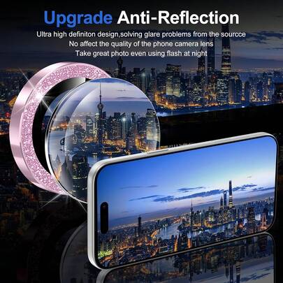 适用于 17 Pro/Pro Max 的相机镜头保护膜，带闪光灯铝合金环和 9H 钢化玻璃盖，兼容 14 Pro/14 Pro Max、17 Air/17e、16 Pro Max/16 Pro、15 Pro Max/15 Pro、13 Pro Max/13 Pro、12 Pro Max/12 Pro、11（粉色）
