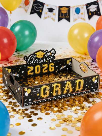 1 Khay gỗ tốt nghiệp năm 2026, Khay phục vụ tiệc tốt nghiệp màu đen vàng có tay cầm, Khay gỗ trang trí mùa tốt nghiệp, Trang trí tiệc tốt nghiệp, Trang trí lễ chúc mừng tốt nghiệp, Trang trí lễ tốt nghiệp, Quà tặng tốt nghiệp, Chuẩn bị cho năm học mới, Tổ chức và lưu trữ nhà bếp, Trang trí bàn ăn gia đình, Đồ dùng tiệc tùng và quà tặng.