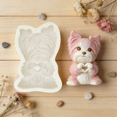 Yorkshire Terrier Candy Cake Decorating Fondant Mold, Easy-Release Cow Chocolate Silicone Mold, Multi-Functional Silicone Mold, Suitable For Making Cookie And Cupcake Toppings, Jelly, Chewing Gum, Pudding, Gummies, Resin, Clay, Plaster, Keychains, Pendants, Candles, And Table Decorations