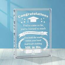 Acrylic Inspirational Graduation Gift, Rectangular Acrylic Decor, Middle/High School Graduation Gift For Him/Her, Son/Daughter Commemorative Gift, Creative Decoration, Suitable For Boys/Girls Office Desk Accessories Desk Accessories Office Supplies Office Accessories - Transparent - View 1
