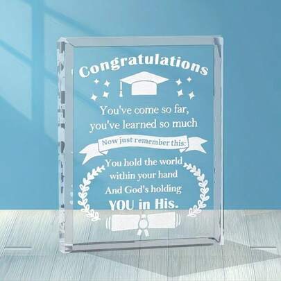 亚克力励志毕业礼物，长方形亚克力装饰品，中学/高中毕业礼物（送给男生/女生），儿子/女儿纪念礼物，创意装饰品，适合男孩/女孩，办公桌配件，办公用品，办公配件