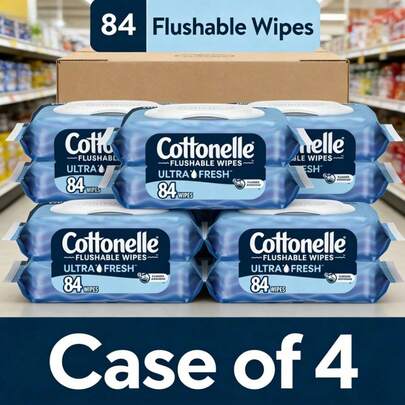 (Family Pack) Ultra Fresh Flushable Wet Wipes,  Gentle On Sensitive Skin, The Flip‑Top Packs Lock In Moisture To Keep Wipes Fresh And Ready To Use, Making Them Perfect For Home, Travel, And On‑The‑Go Convenience.