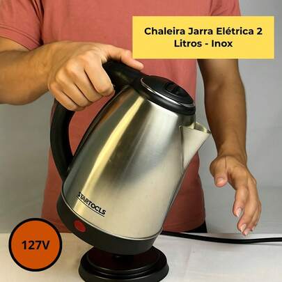 Chaleira Elétrica 2L 127V Inox Jarra Elétrica Ferve Água Rápido Cozinha Café Chá