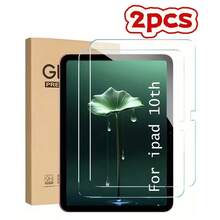 2片装平面屏幕保护膜，兼容iPad 2/3/4/5/6/7/8/9/10/11（2015/2024/2025款）、Air第五代/第四代（Air 5/4，10.9英寸，2022/2020款）以及Pro 10.2/11/10.5/9.7/12.9/13英寸（2022/2021/2020/2018款）平板电脑 - Transparent - 查看 1