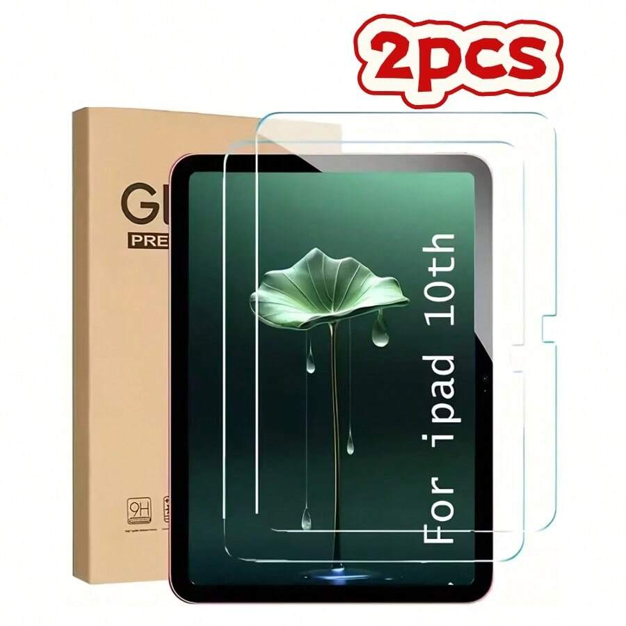 2片装平面屏幕保护膜，兼容iPad 2/3/4/5/6/7/8/9/10/11（2015/2024/2025款）、Air第五代/第四代（Air 5/4，10.9英寸，2022/2020款）以及Pro 10.2/11/10.5/9.7/12.9/13英寸（2022/2021/2020/2018款）平板电脑 - Transparent - 查看 1