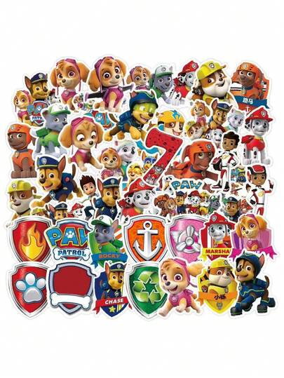  50pcs Paw Patrol Stickers, American Comic Children's Toy Stickers, Slap Stickers, Gacha Creative Journaling Materials, Stickers