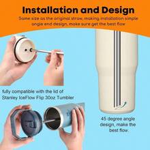 Stainless Steel Straws Compatible With IceFlow 2.0 Flip Straw Tumbler 20oz, 6 Pack Reusable Metal Straws Flow 20oz 2.0 Cup Lid Only, Plus Straw Brush - 20 OZ 2.0 - Xem 7