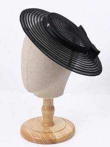 1pc Elegant Wide Brim Flat Top Hat With Satin Bow And Rhinestones, Women's Spring Summer Autumn Formal Sun Hat, Suitable For Tea Party, Wedding, Horse Racing Day, 5 Colors Available - Headband Hat - View 12