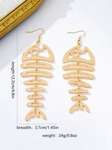 1 Đôi bông tai hình cá rỗng hình học thời trang, thích hợp làm quà tặng hàng ngày, dự tiệc, sự kiện cho nữ. - Vàng - Xem 2