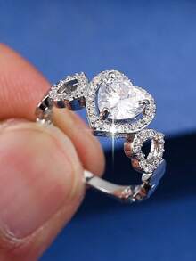1 chiếc nhẫn đá quý hình trái tim sang trọng, thiết kế độc đáo, thanh lịch, đa năng, thích hợp đeo hàng ngày, làm quà tặng, hoặc cho các cặp đôi hẹn hò. - JZ22599 - Xem 4