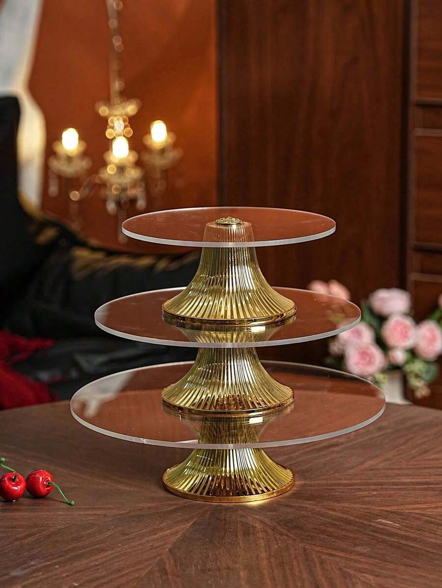 1pc Large/Small Smooth Pedestal Candy Nut Dish For Wedding Party Holiday Display Storage, Reusable Party Serving Tray - Clear - View 1