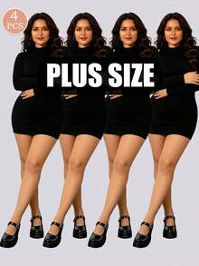 4 đôi quần tất nữ cỡ lớn 20D siêu mỏng trong suốt, legging nylon co giãn cao, phù hợp với size 1XL-4XL (lên đến 250lbs), tất cao đến đùi thoáng khí chống xước, thích hợp mặc hàng ngày, phối với váy, quà Giáng sinh. - Nhiều màu - Xem 4
