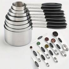 Set di misurini e cucchiai in acciaio inossidabile, 1 set, set di misurini e cucchiai magnetici a doppia faccia, pratico e facile da usare, adatto per cucinare e cuocere al forno. - Nero - 17 pezzi/set - Visualizzare 1