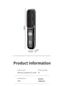 Wireless Hair Straightener: 3 Temperature Settings, 10-Second Quick Heating, Round Teeth Design For Smooth Straightening Without Damage, 24-Hour Frizz-Free, Type-C Charging, Portable Design, Makes A Great Gift. - C - View 11