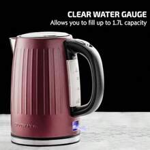 Ovente Fastest To Boil Stainless Steel Electric Kettle 1.7 Liter 1750 Watts Hot Water Boiler with Auto Shut Off and Boil-Dry Protection Tech BPA Free for Coffee Tea Beverages Maroon KS711M - rojo Maroon red - Ver 8