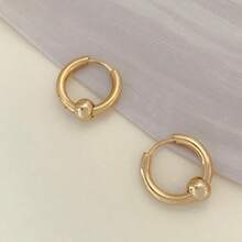 Par de brinco argola masculino aço inox dourado não escurece tds  tamanho 12mm 14mm 16mm 18mm 20mm maior medio pequeno - Brinco de Bolinha Dourado 18mm - Visão 6