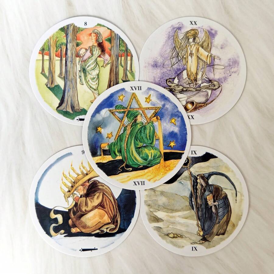 78 lá bài Tarot mini hình tròn - "Vòng đời", thích hợp làm quà tặng Giáng sinh, sinh nhật, trò chơi bói bài trong các bữa tiệc. - Nhiều màu - Xem 1